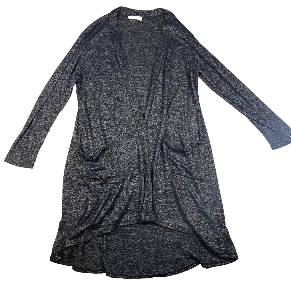 Lovely Souls Cardigan Women One Size Gray Black High Low Open Front Pocket‎